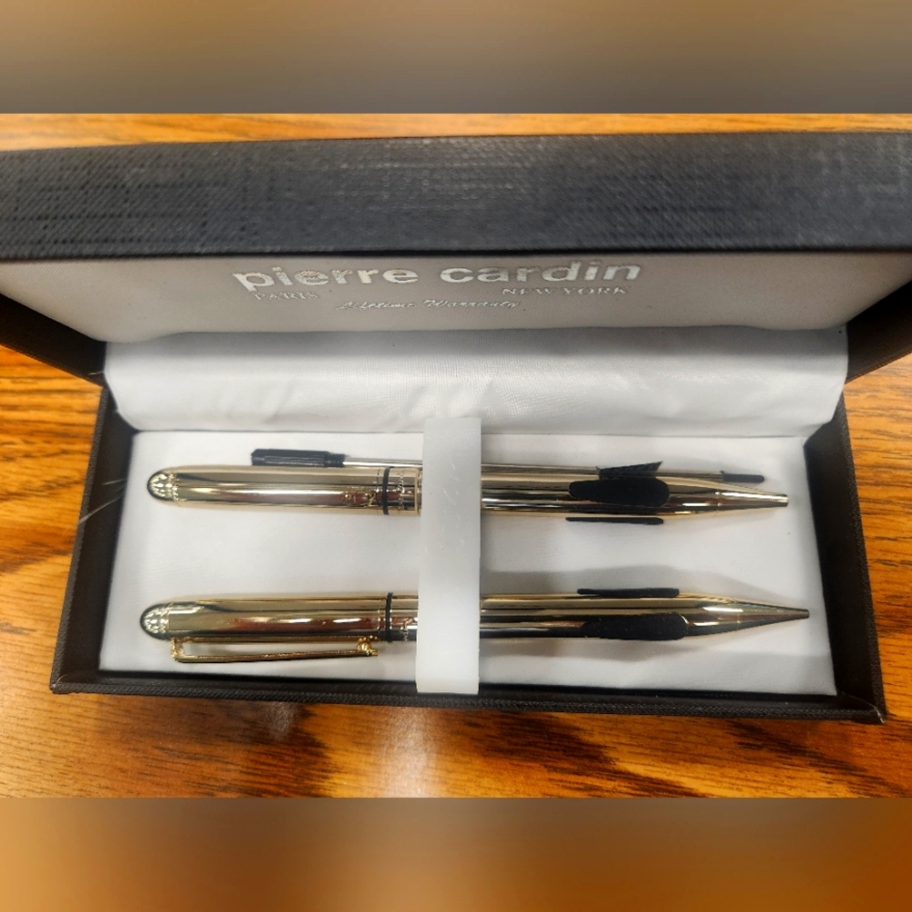 Pierre Cardin Gold Tone Ballpoint Pen & Pencil Set